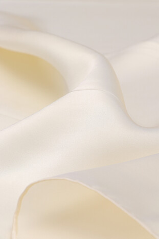 Cream Plain Sura Silk Square Scarf - Thumbnail