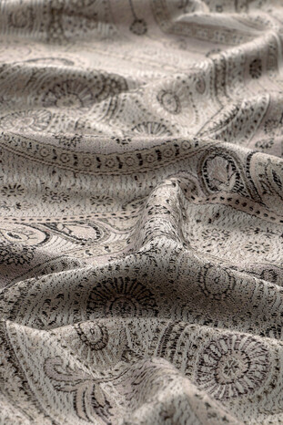 Cream Salmon Jamawar Woven Silk Foulard - Thumbnail