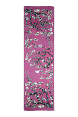 Dark Fuchsia Almond Blossom Silky Foulard - Thumbnail