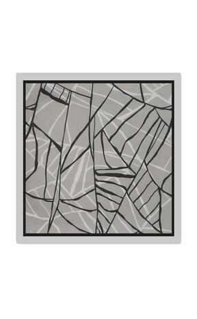 Dark Gray Mosaic Pattern Twill Silk Square Scarf - Thumbnail