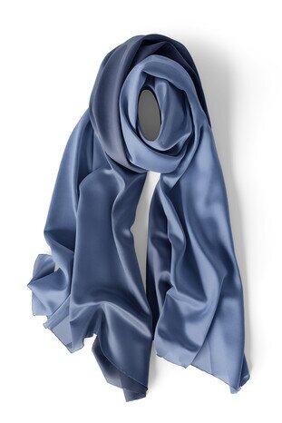 Dark Indigo Indigo Gradient Silk Scarf - Thumbnail