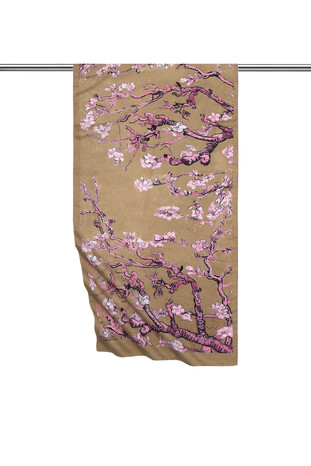 Dark Mustard Almond Blossom Silky Foulard - Thumbnail