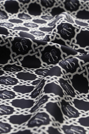 Dark Navy Blue Chain Monogram Twill Silk Square Scarf - Thumbnail