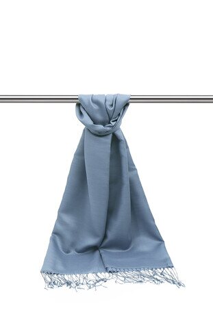 Denim Blue Silk Look Scarf - Thumbnail