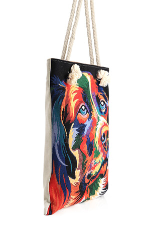 Dog Pattern Tapestry Shoulder Bag - Thumbnail