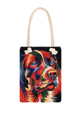 Dog Pattern Tapestry Shoulder Bag - Thumbnail