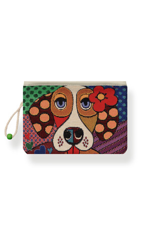 Dog Pattern Tapestry Wallet - Thumbnail