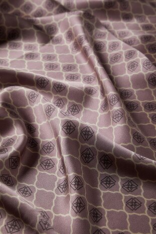 Dried Rose Monogram Silk Square Scarf - Thumbnail