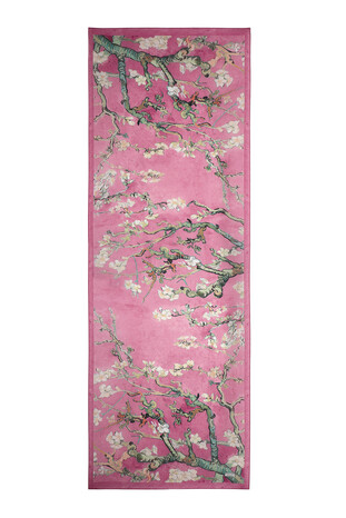 Dusty Rose Almond Blossom Pattern Voile Silk Scarf - Thumbnail