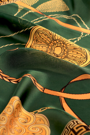 Emerald Belt Pattern Sura Silk Scarf - Thumbnail