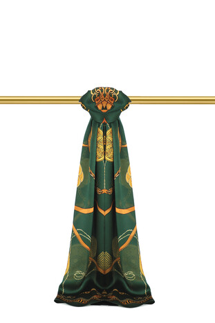 Emerald Belt Pattern Sura Silk Scarf - Thumbnail