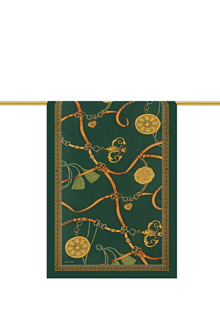 Emerald Belt Pattern Sura Silk Scarf - Thumbnail