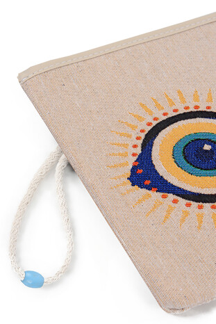 Evil Eye Bead Pattern Tapestry Handbag - Thumbnail