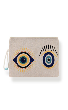 Evil Eye Bead Pattern Tapestry Handbag - Thumbnail