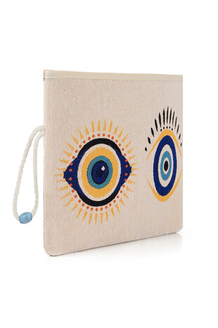 Evil Eye Bead Pattern Tapestry Handbag - Thumbnail