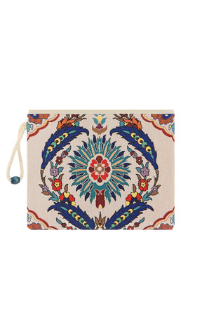 Feather Pattern Tapestry Clutch Bag - Thumbnail