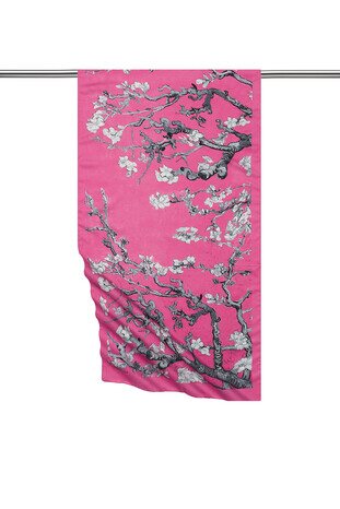 Fuchsia Almond Blossom Silky Foulard - Thumbnail