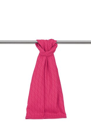 Fuchsia F Pattern Embossed Scarf - Thumbnail