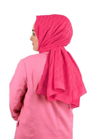 Fuchsia F Pattern Embossed Scarf - Thumbnail