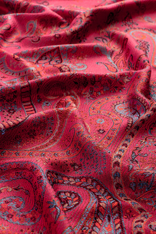 Fuchsia Jamawar Woven Silk Shawl - Thumbnail