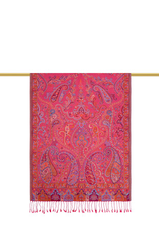 Fuchsia Jamawar Woven Silk Shawl - Thumbnail