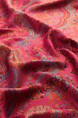 Fuchsia Jamawar Woven Silk Shawl - Thumbnail