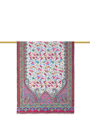 Fuchsia Patterned Indian Silk Scarf - Thumbnail