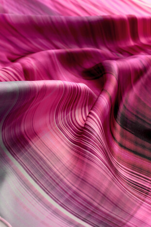 Fuchsia Rainbow Pattern Sura Silk Square Scarf - Thumbnail