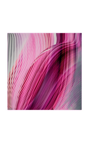 Fuchsia Rainbow Pattern Sura Silk Square Scarf - Thumbnail