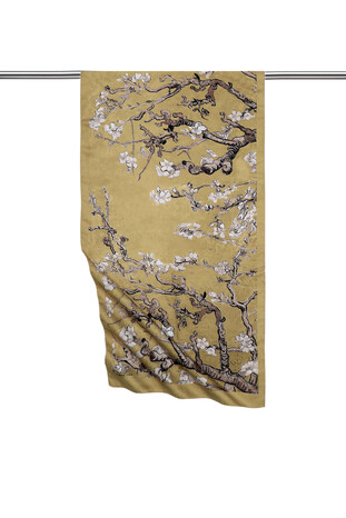 Gold Almond Blossom Silky Foulard - Thumbnail