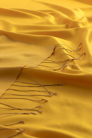 Gold Beige Reversible Silk Scarf - Thumbnail