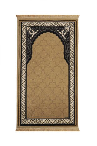 Gold Velvet Carpet Prayer Rug - Thumbnail