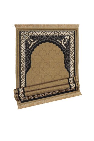 Gold Velvet Carpet Prayer Rug - Thumbnail