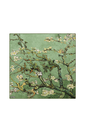 Grass Green Almond Blossom Silk Pocket Square - Thumbnail