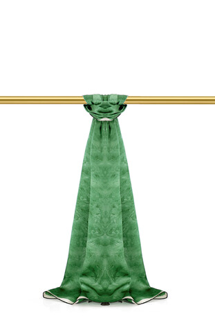 Grass Green Brush Pattern Silk Scarf - Thumbnail