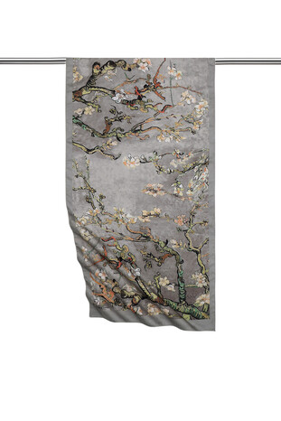 Gray Almond Blossom Silky Foulard - Thumbnail