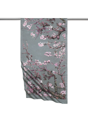 Gray Almond Blossom Silky Foulard - Thumbnail