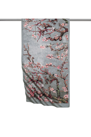 Gray Almond Blossom Silky Foulard - Thumbnail