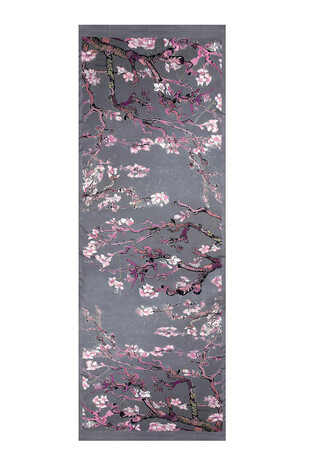 Gray Almond Blossom Silky Scarf - Thumbnail