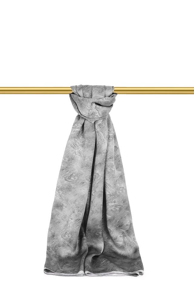 Gray Brush Pattern Silk Scarf 