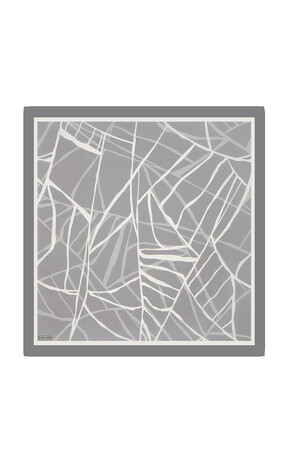 Gray Mosaic Pattern Twill Silk Square Scarf - Thumbnail