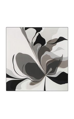 Gray Orchid Pattern Twill Silk Square Scarf - Thumbnail