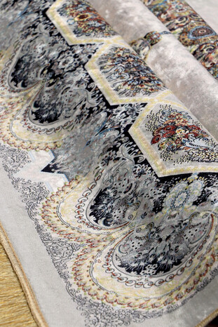 Gray Velvet Carpet Prayer Rug - Thumbnail