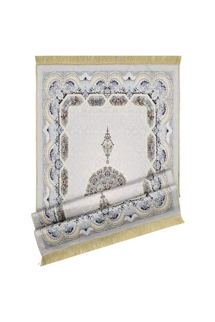 Gray Velvet Carpet Prayer Rug - Thumbnail