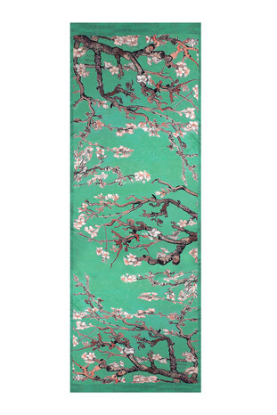 Green Almond Blossom Silky Scarf - Thumbnail