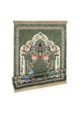 Green Bamboo Carpet Prayer Rug - Thumbnail