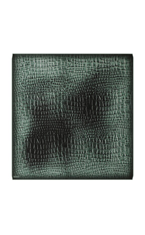 Green Deren Pattern Twill Silk Square Scarf - Thumbnail