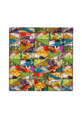 Green Gustav Collage Pattern Silk Pocket Square - Thumbnail