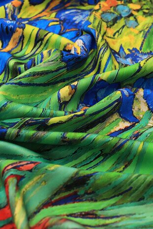 Green Irises Silky Pocket Square - Thumbnail