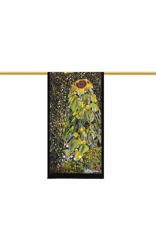 Green Sunflower Silk Painting Foulard - Thumbnail